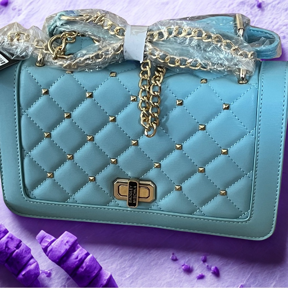 Elegant Blue Quilted Handbag